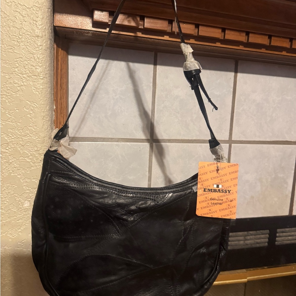 Embassy Black Leather Shoulder Bag